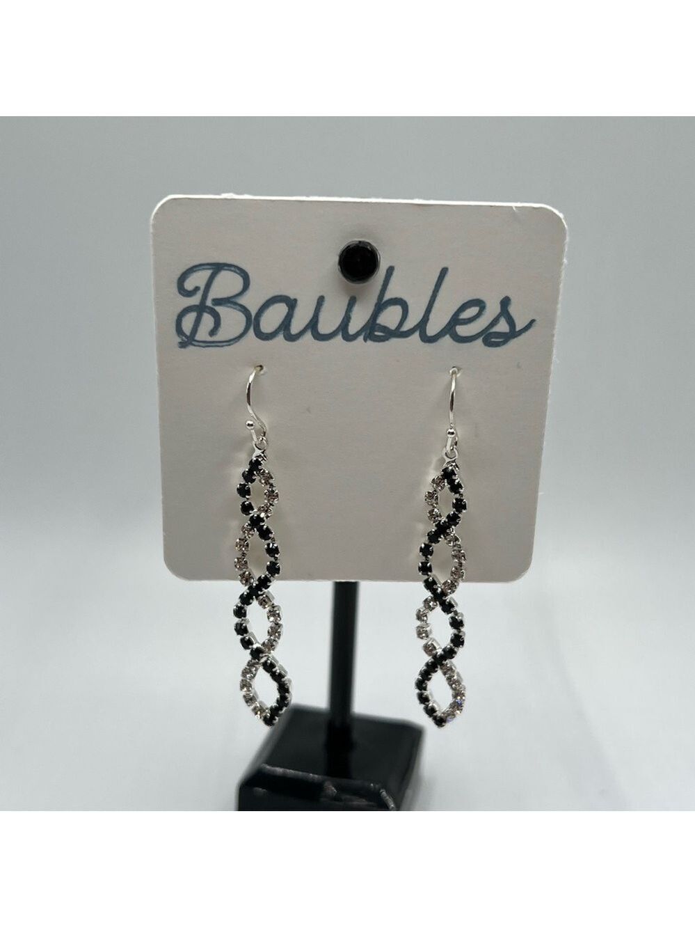 Silver and Black Twisted Dangle Earrings Gilded Age Romantic Glam